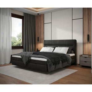 Mid.you Boxbett, Anthrazit, Textil, H3, Höhe ca. 23 cm, 180x200 cm, Bettkasten, gepolstertes Kopfteil, Stoffauswahl, in verschiedenen Größen erhältlich, Schlafzimmer, Betten, Doppelbetten