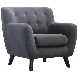 Mid.you Boxspringsessel, Dunkelgrau, Textil, Kautschukholz, massiv, 87x82x85 cm, Stühle