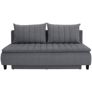 Mid.you Boxspringsofa, Dunkelgrau, Textil, Buche, 3-Sitzer, Füllung: Polyetherschaumkern, Silikon, 208x102x96 cm, Made in EU, Schlafen auf Sitzhöhe,