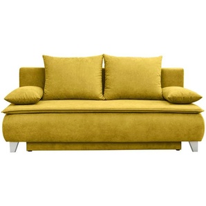 Mid.you Boxspringsofa, Gelb, Textil, Buche, 2-Sitzer, Füllung: Polyetherschaumkern, Silikon,Polyetherschaumkern, Silikon, 208x100x106 cm, Made in EU, Wohnzimmer, Sofas & Couches, Schlafsofas, Schlafsofas mit Bettkasten