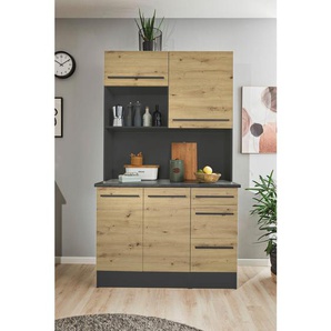 Mid.you Buffet, Anthrazit, Eiche Artisan, Kunststoff, 2 Fächer, 3 Schubladen, 120x211x60 cm, Beimöbel erhältlich, Küchen, Küchenmöbel, Buffetschränke
