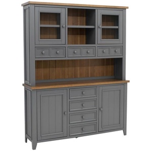 Mid.you Buffet Eden, Anthrazit, Eiche dunkel, Holz, Kiefer, massiv, 5 Fächer, 8 Schubladen, 159x200x40 cm, FSC Mix, Küchen, Küchenmöbel,