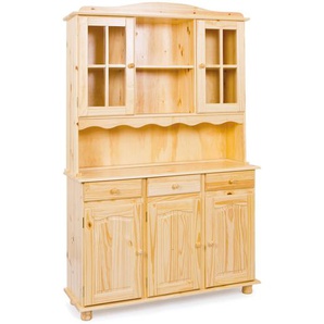 Mid.you Buffet, Kiefer, Holz, Kiefer, massiv, 4 Fächer, 3 Schubladen, 130x198x43 cm, Beimöbel erhältlich, Küchen, Küchenmöbel, Küchenbuffets