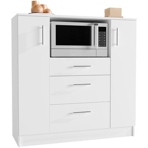 Mid.you Buffet, Weiß, Metall, 3 Schubladen, 109x110x40 cm, Küchen, Küchenmöbel, Buffetschränke