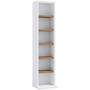 Mid.you Cd-Regal Elementa, Weiß, Honigeiche, Holzwerkstoff, 5 Fächer, 21x92x20 cm, Wohnzimmer, Regale, CD & DVD-Regale