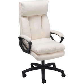 Mid.you Chefsessel, Beige, Holz, Metall, Kunststoff, Textil, Pappel, Sperrholz, Drehkreuz, 66x114-122x71 cm, Sitzfläche 360° drehbar, Arbeitszimmer, Bürostühle, Drehstühle