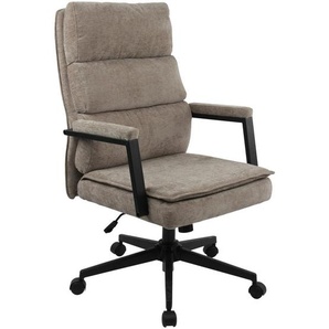 Mid.you Chefsessel, Beige, Metall, Kunststoff, Textil, Drehkreuz, 58x110-120x62 cm, inklusive Armlehnen, Arbeitszimmer, Bürostühle, Drehstühle