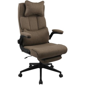 Mid.you Chefsessel, Braun, Metall, Kunststoff, Textil, Drehkreuz, 62x112-122x65 cm, inklusive Armlehnen, Arbeitszimmer, Bürostühle, Drehstühle