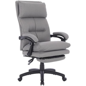 Mid.you Chefsessel Fußstütze, Grau, Metall, Kunststoff, Textil, Drehkreuz, 66x116-124x71.5 cm, Sitzfläche 360° drehbar, Arbeitszimmer, Bürostühle,