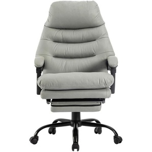 Mid.you Chefsessel Fußstütze, Grau, Schwarz, Metall, Kunststoff, Textil, Drehkreuz, 64x114-122x72 cm, Sitzfläche 360° drehbar, Arbeitszimmer,