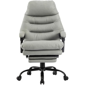 Mid.you Chefsessel Fußstütze, Grau, Schwarz, Metall, Kunststoff, Textil, Drehkreuz, 64x114-122x72 cm, Sitzfläche 360° drehbar, Arbeitszimmer,