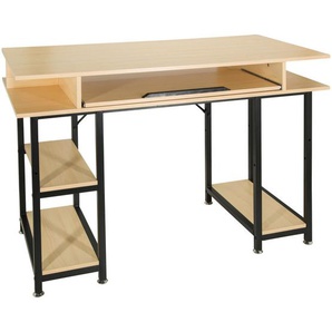 Mid.you Computertisch, Schwarz, Eiche, Metall, rechteckig, eckig, 60x85 cm, Stauraum, Regal, Arbeitszimmer, Schreibtische, PC- & Computertische