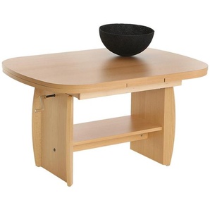 Mid.you Couchtisch, Buche, Holzwerkstoff, Holz, oval, Wange, 52 - 62x68x90 - 142 cm, ausziehbar, höhenverstellbar, Wohnzimmer, Wohnzimmertische,