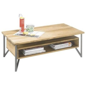 Mid.you Couchtisch, Eiche, Holz, Metall, Eiche, massiv, rechteckig, eckig, 60x40 cm, Wohnzimmer, Wohnzimmertische, Couchtische