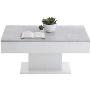 Mid.you Couchtisch, Grau, Weiß, Holzwerkstoff, 1 Schubladen, rechteckig, Bodenplatte, Sockel, 100x46x65 cm, Made in Germany, Stauraum, Wohnzimmer,