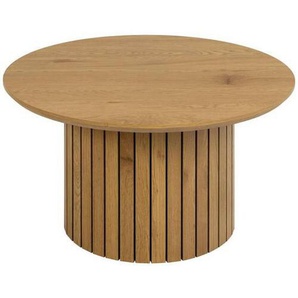 Mid.you Couchtisch, Holz, Holzwerkstoff, Eiche, furniert, rund, Säule, 80x80x42 cm, Wohnzimmer, Wohnzimmertische, Couchtische