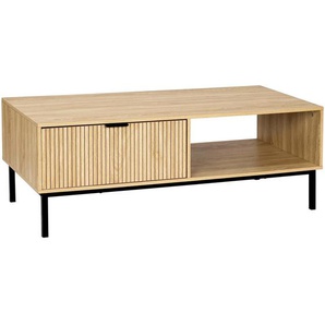 Mid.you Couchtisch, Natur, Schwarz, Metall, 1 Schubladen, 110x40x50 cm, Wohnzimmer, Wohnzimmertische, Couchtische