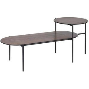 Mid.you Couchtisch, Schwarz, Eiche dunkel, Metall, Holzwerkstoff, oval, rund, 45x48x118 cm, einfacher Aufbau, Wohnzimmer, Wohnzimmertische, Couchtische