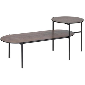 Mid.you Couchtisch, Schwarz, Eiche dunkel, Metall, Holzwerkstoff, oval, rund, 45x48x118 cm, einfacher Aufbau, Wohnzimmer, Wohnzimmertische,