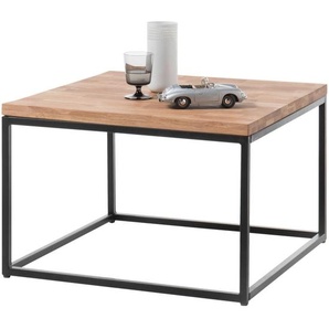 Mid.you Couchtisch, Schwarz, Eiche, Holz, Metall, Asteiche, massiv, quadratisch, eckig, 45x70x70 cm, Wohnzimmer, Wohnzimmertische, Couchtische