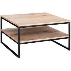 Mid.you Couchtisch, Schwarz, Eiche, Holz, Metall, Holzwerkstoff, Eiche, furniert, rechteckig, U-Form, 70x45x80 cm, Wohnzimmer, Wohnzimmertische, Couchtische