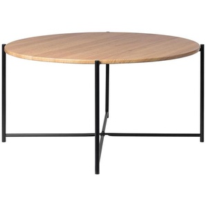 Mid.you Couchtisch, Schwarz, Eiche, Holz, Metall, Holzwerkstoff, Walnuss, furniert, rund, Rundrohr, 40 cm, Wohnzimmer, Wohnzimmertische, Couchtische