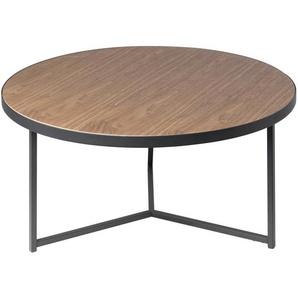 Mid.you Couchtisch, Schwarz, Walnuss, Holz, Metall, Holzwerkstoff, Walnuss, furniert, rund, eckig, 80x40x80 cm, einfacher Aufbau, Wohnzimmer,