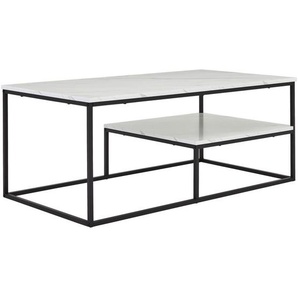 Mid.you Couchtisch, Schwarz, Weiß, Metall, Holzwerkstoff, Marmoroptik, rechteckig, Flachrohr, 60x45x110 cm, Bsci, einfacher Aufbau, Wohnzimmer,