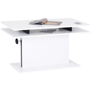 Mid.you Couchtisch , Schwarz, Weiß , rechteckig , Bodenplatte , 110x61-77 cm , höhenverstellbar , Wohnzimmer, Wohnzimmertische, Couchtische, Couchtische höhenverstellbar