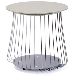 Mid.you Couchtisch, Silber, Metall, rund, Gittergestell, 50x50 cm, Wohnzimmer, Wohnzimmertische, Couchtische