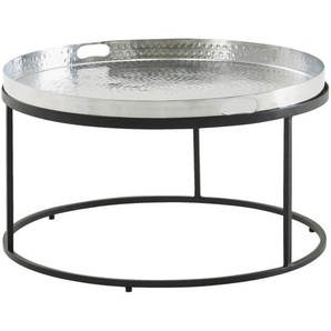 Mid.you Couchtisch, Silber, Metall, rund, rund, 62x36 cm, abnehmbares Tablett, Wohnzimmer, Wohnzimmertische, Couchtische