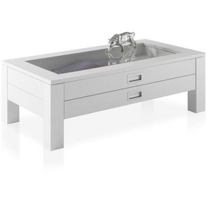 Mid.you Couchtisch , Weiß , Glas , 2 Schubladen , 60x38.5 cm , Wohnzimmer, Wohnzimmertische, Couchtische