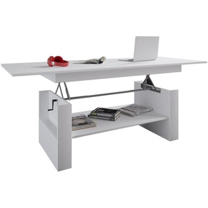 Mid.you Couchtisch, Weiß, Holzwerkstoff, rechteckig, 115x52.5x65 cm, Stauraum, ausziehbar, höhenverstellbar, Wohnzimmer, Wohnzimmertische, Couchtische, Couchtische mit Stauraum