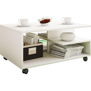 Mid.you Couchtisch, Weiß, Holzwerkstoff, rechteckig, 80x40x50 cm, Stauraum, Wohnzimmer, Wohnzimmertische, Couchtische, Couchtische mit Stauraum