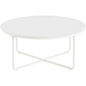 Mid.you Couchtisch, Weiß, Metall, Glas, rund, rund, 37x80x80 cm, Wohnzimmer, Wohnzimmertische, Couchtische