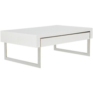 Mid.you Couchtisch, Weiß, Weiß Hochglanz, Metall, Holzwerkstoff, 1 Schubladen, rechteckig, eckig, 110x40x70 cm, Wohnzimmer, Wohnzimmertische,