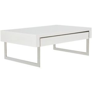 Mid.you Couchtisch, Weiß, Weiß Hochglanz, Metall, Holzwerkstoff, 1 Schubladen, rechteckig, eckig, 110x40x70 cm, Wohnzimmer, Wohnzimmertische, Couchtische
