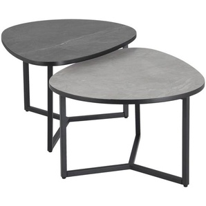 Mid.you Couchtischset, Hellgrau, Dunkelgrau, Metall, Holzwerkstoff, 2-teilig, oval, Flachrohr, 40x36.5x83 cm, Wohnzimmer, Wohnzimmertische, Couchtische