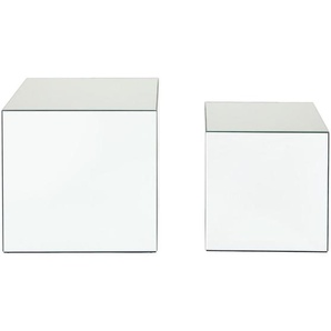 Mid.you Couchtischset, Klar, Glas, Holzwerkstoff, 2-teilig, quadratisch, 50x40x40 cm, Wohnzimmer, Wohnzimmertische, Satztische