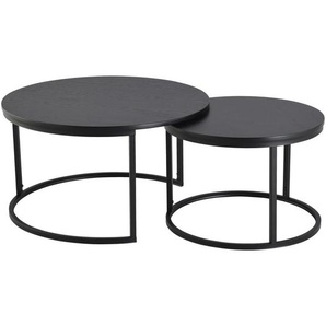 Mid.you Couchtischset, Schwarz, Metall, Holzwerkstoff, 2-teilig, rund, 60x45x80 cm, Wohnzimmer, Wohnzimmertische, Couchtische