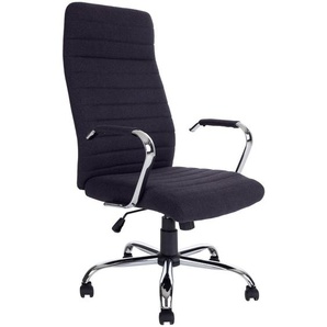Mid.you Drehstuhl , Anthrazit, Chrom , Holz, Metall, Kunststoff, Textil , Pappel , Sperrholz , Drehkreuz , 58.5x111-121x62 cm , Sitzfläche 360° drehbar , Arbeitszimmer, Bürostühle, Drehstühle