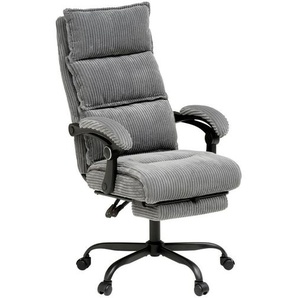 Mid.you Drehstuhl, Grau, Holz, Metall, Kunststoff, Textil, Pappel, Sperrholz, Drehkreuz, 65x116x124 cm, Sitzfläche 360° drehbar, Arbeitszimmer, Bürostühle, Drehstühle