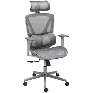 Mid.you Drehstuhl, Grau, Metall, Kunststoff, Textil, Drehkreuz, 66x120-128x66.5 cm, Sitzfläche 360° drehbar, Stühle