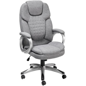 Mid.you Drehstuhl, Hellgrau, Textil, Kunststoff, Metall, Drehkreuz, 61x109-119x71 cm, inklusive Armlehnen, Stühle