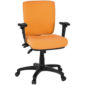 Mid.you Drehstuhl , Orange, Schwarz , Kunststoff, Textil , Drehkreuz , 56x114x45 cm , ergonomische Rückenlehne , Arbeitszimmer, Bürostühle, Drehstühle