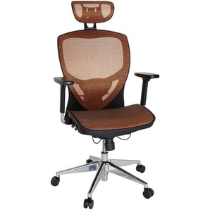 Mid.you Drehstuhl , Orange, Schwarz , Kunststoff, Textil , Drehkreuz , 61x148x48 cm , Sitzfläche 360° drehbar, ergonomische Rückenlehne , Arbeitszimmer, Bürostühle, Drehstühle