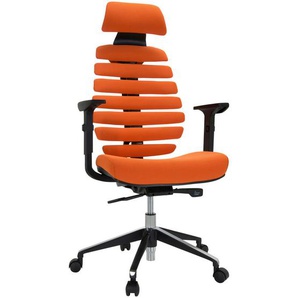 Mid.you Drehstuhl , Orange, Schwarz , Kunststoff, Textil , Drehkreuz , 65x131x53 cm , Wippmechanik mit Härtegradeinstellung, Sitzfläche 360° drehbar, ergonomische Rückenlehne , Arbeitszimmer, Bürostühle, Drehstühle