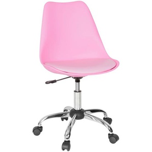 Mid.you Drehstuhl, Pink, Kunststoff, Textil, Drehkreuz, 48x86x54 cm, ergonomische Rückenlehne, Arbeitszimmer, Bürostühle, Drehstühle