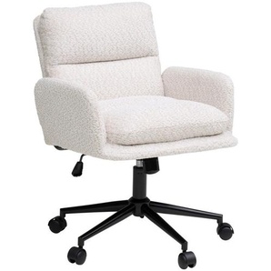 Mid.you Drehstuhl, Schwarz, Beige, Metall, Textil, Drehkreuz, 58x86x96 cm, Sitzfläche 360° drehbar, Arbeitszimmer, Bürostühle, Drehstühle