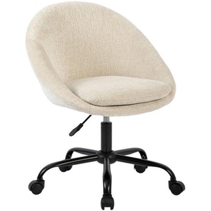 Mid.you Drehstuhl, Weiß, Beige, Metall, Textil, Drehkreuz, 62x79x87 cm, Sitzfläche 360° drehbar, Arbeitszimmer, Bürostühle, Drehstühle